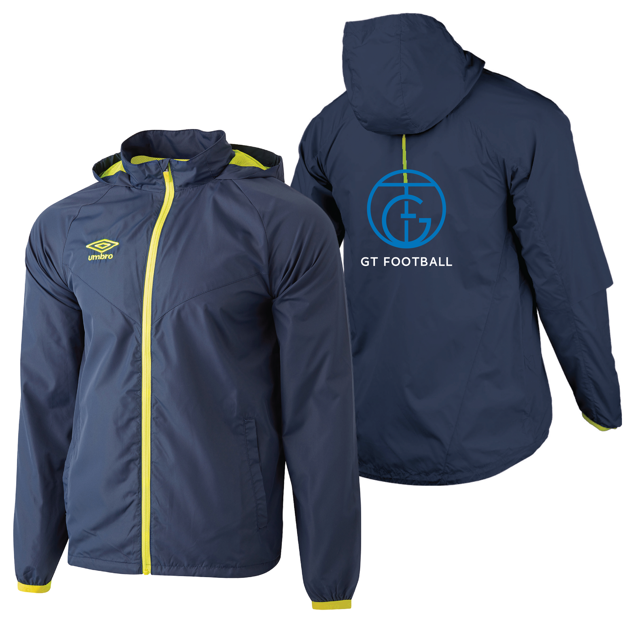 GT Football Elite Shower Jacket Navy/Fluro